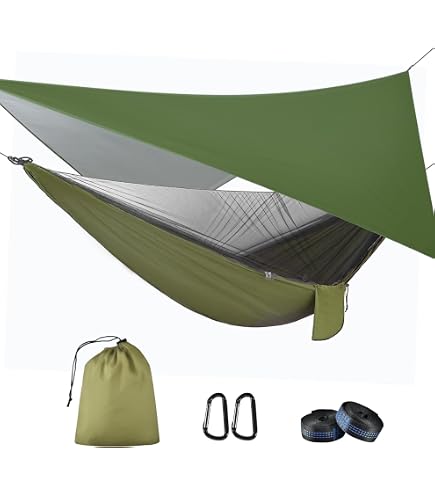 Hamac De Voyage NatureFun – Ultra-léger, Capacité 300 Kg – Vert – Idéal Camping