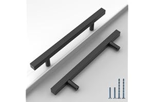 Astrée 5 Pack 128mm Black Kitchen Handles Stainless Steel Kitchen Cupboard Handles Cabinet Handles Black Handles Cupboard Door Handles Drawer Handles Wardrobe Handles