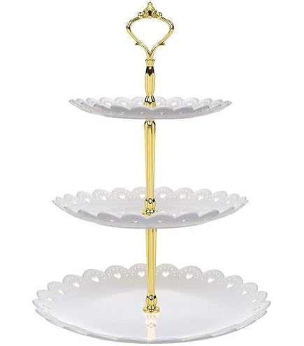 Brandsseller Alzata 2 ripiani in alluminio argento 40 cm – Stile vintage con pomello decorativo – Supporto per torte frutta dolci – Etagère in metallo per cucina tavola eventi