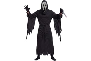 JOYFULBOX Läskigt spökansikte, cosplaykostym med leksakskniv och latexmask för halloween, karneval, skräck, film, cosplay