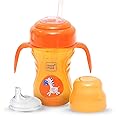 Mee Mee 2 in 1 Sipper Cup with Soft Silicone Spout & Straw for Baby | Sippy Cup for Toddlers | Twin Handle for Better Hold Grip and Drink | BPA Free, Non-Toxic with Anti Leak System | 210 ml (Orange)
