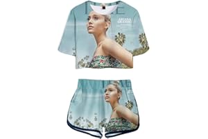 nuannuan Impression 3D Ariana Grande T-Shirt + Shorts Filles Vêtements De Sport Haut Mignon + Shorts Chanteur Mignon Filles Longue Dame Décontracté Lâche XS-XXL