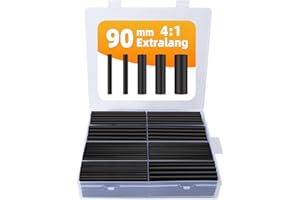 damoguin 90mm Extra lange Schrumpfschlauch-Set mit Kleber, 4:1 Wasserdicht Schrumpfschläuche, Heat Shrink Tube, Isolierschlauch-Sortiment mit 5 verschiedenen Größen（schwarz, 100 Stück）