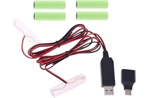 Angelliu USB Éliminateur De Batterie Et Accessoire Transformateur Convient Aux Appareils Utilisant Piles AA,(avec Adaptateur Type C) 1.5v/3v/4.5v/6v