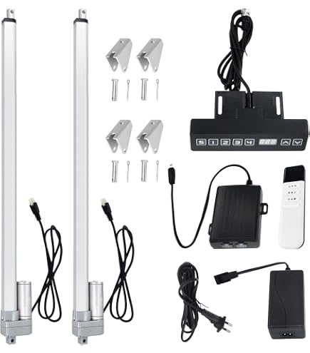 DCHOUSE 2x 12V Hub-Linearaktuator 250mm 150kg Max. Lift + Funkfernbedienung & Montagehalterungen – Starke 1500N Für Möbel, Solar & Co.