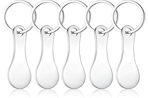 MOVYEE 5 Pezzi Gettone Carrello Spesa Rimovibile,Portachiavi a Moneta per Carrello della Spesa Chip in Acciaio (Stile 2)