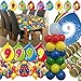 Produktbild 63-teiliges Deko-Set für den * 9. GEBURTSTAG * // mit Tischdecke, Wimpelkette, Geburtstagskerzen, Luftballons, Ballon-Haltern und Luftschlangen // Dekoration Kinder Kindergeburtstag neunter bunt Kerzen