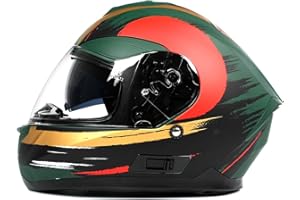 BHR Casco Integrale Moto con Doppia Visiera 814 RIDE | Casco Moto Integrale Omologato ECE con Visiera Doppia Antigraffio | Casco Moto Donna/Uomo con Sgancio Micrometrico | Green Storm (Opaco) | S