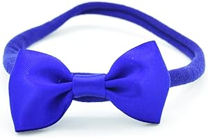 PrettyBoutique Baby Girls Satin Bow Soft Skinny Elastic Nylon Headband Hair Band Accessories