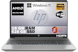 HP 255 G9, Pc portatile notebook, silver, Amd 3050U, Ram 16 GB DDR4, SSD M2 628 Gb, Display 15.6" FHD, Windows 11 Pro, Office Pro, Computer portatile pronto All'uso
