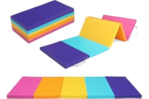 Bonnlo Folding 5-fold Gymnastics Gym Exercise Aerobics Mat, 192cm x 76cm x 4cm PU Leather Tumbling Mats for Stretching Yoga Cheerleading Martial Arts