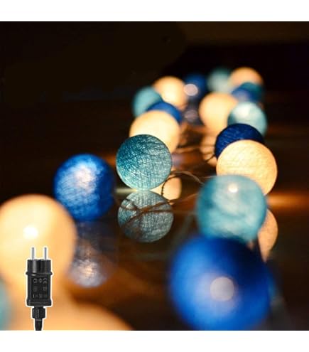 CREATIVECOTTON LED-lichtsnoer met katoenen bollen, incl. timer en dimmer (Home Sweet Home, 20 ballen