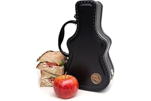 SUCK UK Fiambrera Caja De Almuerzo con Forma De Guitarra | Porta Merienda Original | Tupper Infantil Colegio, Metal, Negro, 8