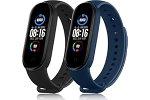 DEOU 2 Pack Correa Compatible con Xiaomi Mi Band 6 / Xiaomi Mi Band 5 / Amazfit Band 5,Coloridos Suave Silicona Pulseras de Repuesto (Negro/Azul Marino)
