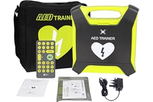 AED Trainer, Rechargeable Defibrillator Trainer with Remote Control, CPR Training Defibrillator Simulator, 8 Scenarios, 4 Prompts Voice - English, French, Italian, Chinese, XFT-120GA AED Trainer
