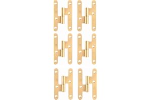 AZERODESIGN- Bisagras para Puertas-Bisagras Puertas Madera- Pack de 6-Material Acero sin Remates-medidas100 x 57mm-Cantos Redondos-Distintos Acabados (IZQUIERDA, LATON MATE)