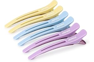 AIMIKE 6pcs Pinzas Pelo de Seccionamiento, Pinzas Pelo Peluqueriade Profesional, Pinzas de Pelo de Duckbill Con Banda de Silicona, Pinzas Para el Pelode Estilismo de Salón, Pinzas Pelo Mujer, Macaron