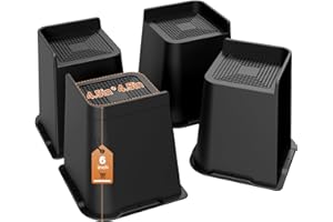 MYMULIKE Podnóżki do łóżka, 15 cm, wytrzymałe podstawy meblowe, do 2721 kg, w kształcie litery L, bloki na kanapę, biurko, sofę, stół, regał na książki, czarne, 4 szt