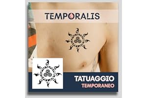 Tatuaggio SOLE - Temporalis® | Tatuaggi temporanei uomo donna, tatuaggi finti vegani e waterproof - Certificato UE - Dura 1-2 settimane [ Tattoo Sole tribale ]