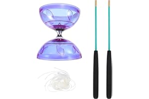 NUOBESTY Diabolo Triple Rodamiento Niños Diabolo con Palos de Aluminio Y Cuerda Chino Yo- Yo Malabares Juguete Giratorio para Fitness Diábolo con rodamientos de Bolas