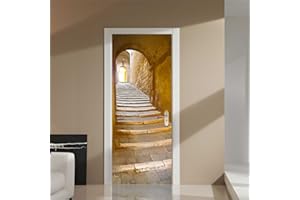 CHUANMT Adesivi per Porte 3D per porte interne Autoadesivo Scale di pietra 90x210cm fotomurali Decorazione da Parete Poster murale Decalcomanie Rimovibile Soggiorno Cucina Camera da letto Decorazione Parete