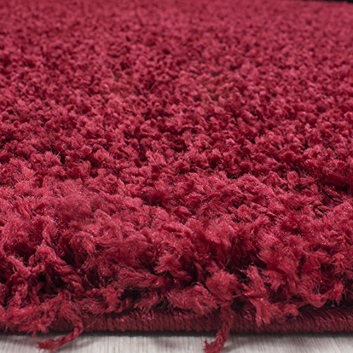 Hochflor Shaggy Rund Teppich Carpet Wohnzimmer vers. Farben & Größen Neu, Farbe:Rot, Größe:80 cm Rund - 4