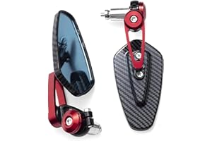 shengyi Bar End Mirrors Motorcycle Motorcycle Rearview Carbon Fiber Pattern Handlebar Modified Inverted Rear Motorbike Accessories Bar End Mirrors(Red)