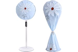 CUAYAES Copertura antipolvere per ventaglio, impermeabile, antipolvere, confezione da 2 pezzi, lavabile in piedi e rotonda, a prova di polvere, per ventilatore da pavimento della casa (fiore di sole blu)