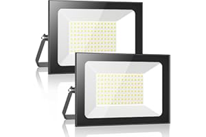Sararoom LED Floodlight Outdoor 100W Flood Lights 10000LM LED Work Light Cool White 6500K LED Security Light Waterproof IP65 Wall Light for Front Door, Warehouse, Parking Lot, Yard, Streets (2 Pack)