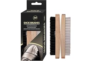Vivo Technologies 2-Piece Shoe Brush Set – Wooden Applicator & Buffing Brush with Natural Bristles – Effortless Polishing & Precise Shine for Leather Shoes, Boots & More – Durable & Comfortable Design