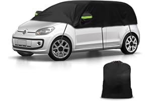 JINSENTGG Autoabdeckung Wasserdicht Ersatz für VW UP/SEAT MII//Skoda Citigo 2011-2024, Halbgarage, Autohülle Autoplane, Winddichte Halbabdeckung für Allwetter, UV-Beständige Vollgarage Regen Sonne Staub Schutz