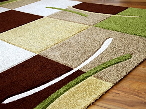 Designer Teppich Maui Braun Beige Grün Karo in 5 Größen - 3