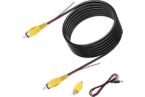 OCCOUMR Förlängningskabel för bakre kamera, 10 m, dubbelskärmad RCA-videokabel, gul RCA-videokabel till uttag och strömkabel för monitor och bakre kamera