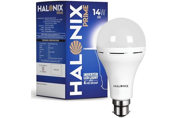 Halonix 14W Emergency Bulb Rechargeable For Power Cuts Backup : 4Hrs Cool Day Light Pack Of 1 Light, B22D, Led