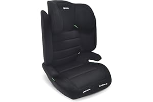 My Babiie MBCSB30 Highback Booster Car Seat - 100-150cm (Approx. 4-12 Years, Group 2/3), i-Size R129, Adjustable Child High Back Seat, Padded, 8 Position Headrest - Black