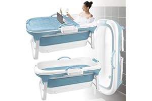 LARS360 Faltbare Badewanne Erwachsene, Reisebadewanne Klappbadewanne mit abnehmbare Abdeckung, Seifenkorb, Massagerollen, Mobile Badewanne für kleines Badezimmer (118 x 62 x 53 cm)