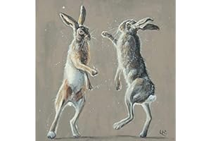 PPTRTYQ Paint by Numbers for Adults Children, Two gray hares 16x16 Inch Linen Canvas Acrylic DIY Number Painting Kits Wall Art Decor Gifts (Without Frame)