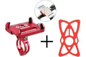 Lixada Antideslizante Bicicleta Soporte de Teléfono Ajustable Soporte de Montaje para 3.6-6.2 Inch Teléfono Móvil Inteligente con Correas de Reemplazo de Bandas de Seguridad de Silicona (Rojo)