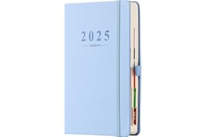 GOLDAYPLN Agenda 2025, formato A5, un giorno per pagina, agenda accademica 2025, formato A5, pagina al giorno, per produttività, da gennaio 2025 a dicembre 2025, con linguette mensili colorate, tasca interna,