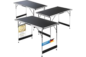 ‎GOODS+GADGETS GOODS+GADGETS Klappbarer Multifunktionstisch Mehrzwecktisch Campingtisch Camping-Set Klapptisch Markttisch höhenverstellbarer Tapeziertisch Beistelltisch zum Campen (Grau: 3er Set Tische)