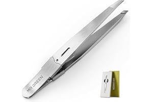 MR.Green Professional Precision Tweezers for Facial Hair and Eyebrows - Stainless Steel Slanted Hair Removal Tool for Women and Men