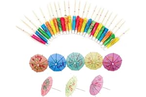 BOBOZHONG Ombrellini di Carta,50 Pz Mini Cocktail Parasols Ombrelloni da Cocktail Decorazione da Cocktail per Accessori per Dare ai Drink Un Tocco Tropicale er Feste a Tema Spiaggia