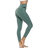 Persit Damen Sport Leggins mit Taschen, Blickdicht Sporthose Yogahose Streetwear