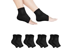 AOOWU Fuktgivande Sockor För Hälar, 4 Par Gelventilerade Hälsockor, Återanvändbara Öppna Silikonmjuka Strumpsockor, Bomullssockor För Att Förbättra Torra Och Sprickor I Fötter
