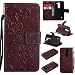 Produktbild Lonchee LG Spirit 4G LTE H440N C70 Leder Wallet Tasche Brieftasche Schutzhülle , Sonnenblumen geprägten Muster Design Hochwertige PU Leder Folio Tasche Case Hülle im Bookstyle mit Standfunktion Kredit Kartenfächer (braun)