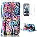 Produktbild CaseHome Compatible for iPod Touch 5/6 PU Leder Hülle Tadellos gepasst PU Leder Hülle Magnetischer Flip Folio Stil Handschlaufe Stand-Funktion Schutz Stoßfest Weich Schlank -Bunter Baum