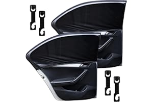Aohcae Car Window Shades, 2Pcs Car Sun Shades for Baby Universal Side Window Sun Screen with 4Pcs Headrest Hooks Car Blinds Block UV Ray Mosquito Privacy Protection Sun Visor for Kids Adult Pet