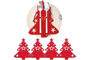 ASOENTIWOX 14 Stück Besteckhalter Weihnachten Filz, Tischdeko Weihnachten, Weihnachtsbaum Besteckhalter, Bestecktasche Weihnachts, Tafelgeschirr Deko (Messer und Gabeln sind nicht enthalten)