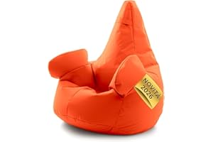 Avalon Pouf Poltrona Sacco con Braccioli Ploof 85x90 cm Made in Italy in Tessuto antistrappo Imbottito (Colore Arancio)