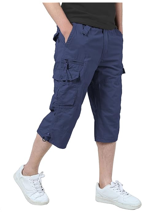 Mens Long Shorts Below Knee Baggy Cargo Shorts For Men Elastic - Main Image